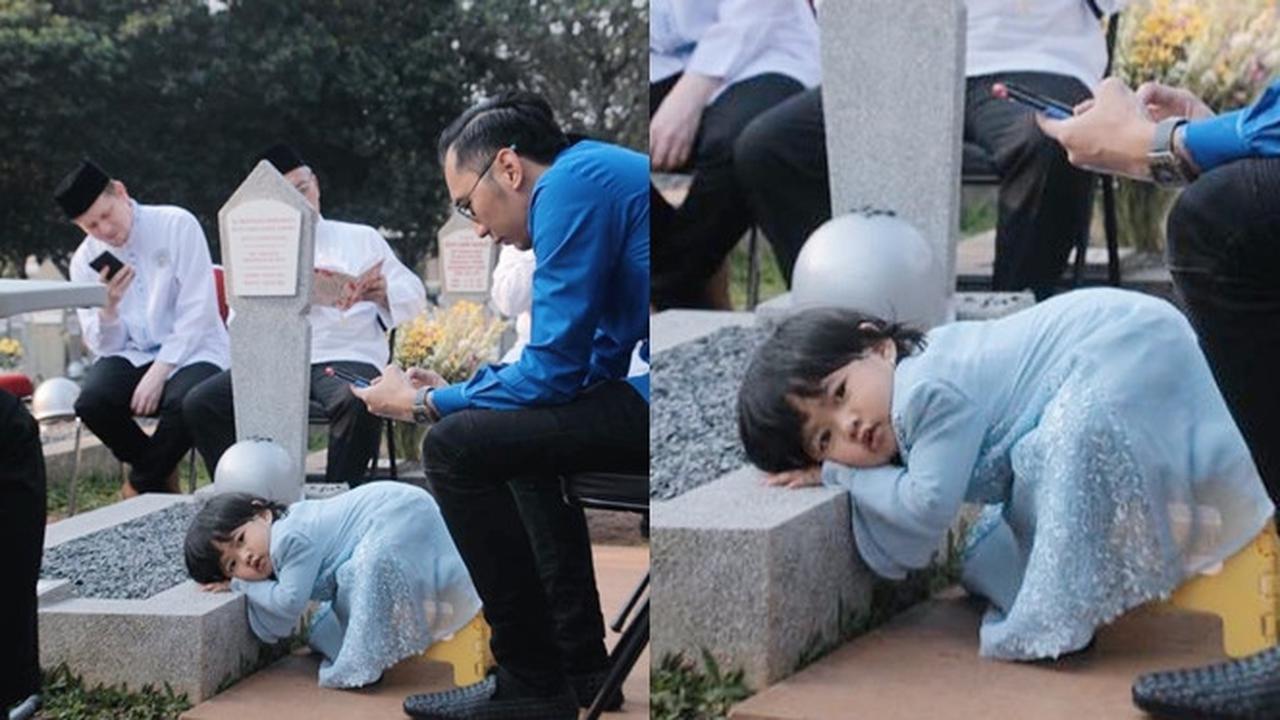 Momen Haru Gayatri di Pusara Ani Yudhoyono