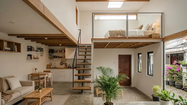 Rumah Mezzanine Minimalis dengan Ruang Terbuka