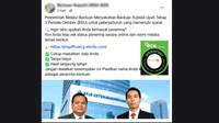 Klaim link untuk mengecek penerima Bantuan Subsidi Upah (BSU) periode Oktober di Facebook.