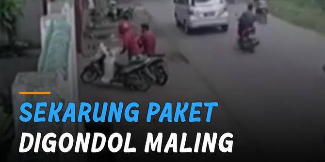 VIDEO: Ditinggal Masuk Antar Barang, Sekarung Paket Kurir Digondol Maling