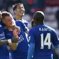 Pemain sambut keberhasilan Jamie Vardy cetka dua gol lawan Sunderland (Reuters)