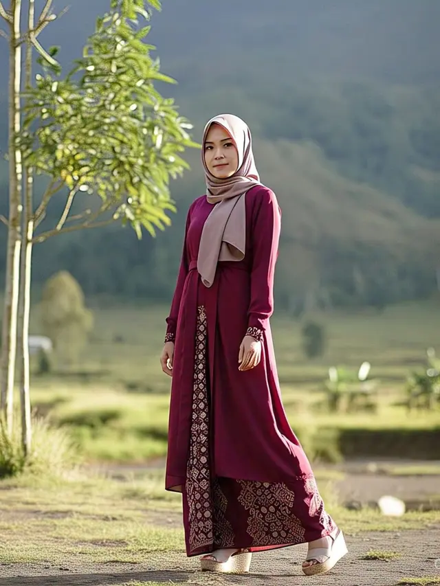 Rekomendasi Gamis Burgundy Terbaru/Meta AI