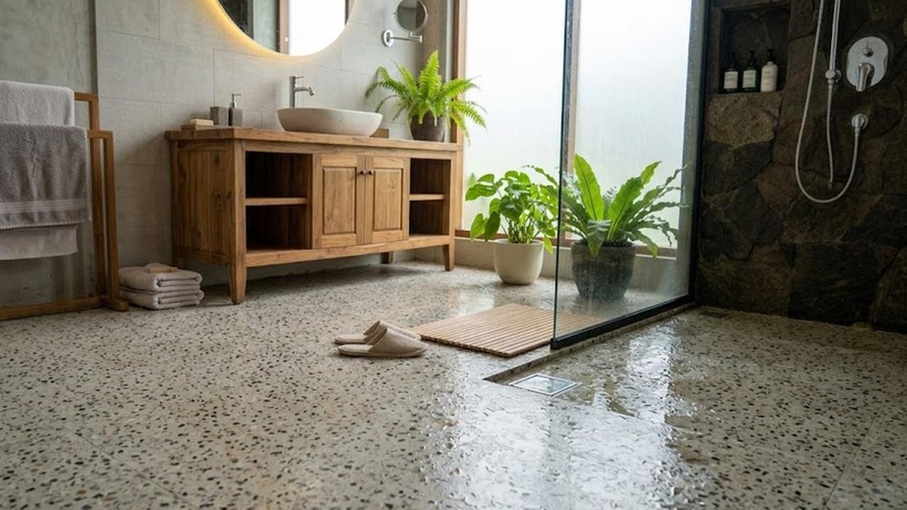 Jenis Lantai Kamar Mandi yang Tidak Mudah Berlumut dan Licin (AI Generated)