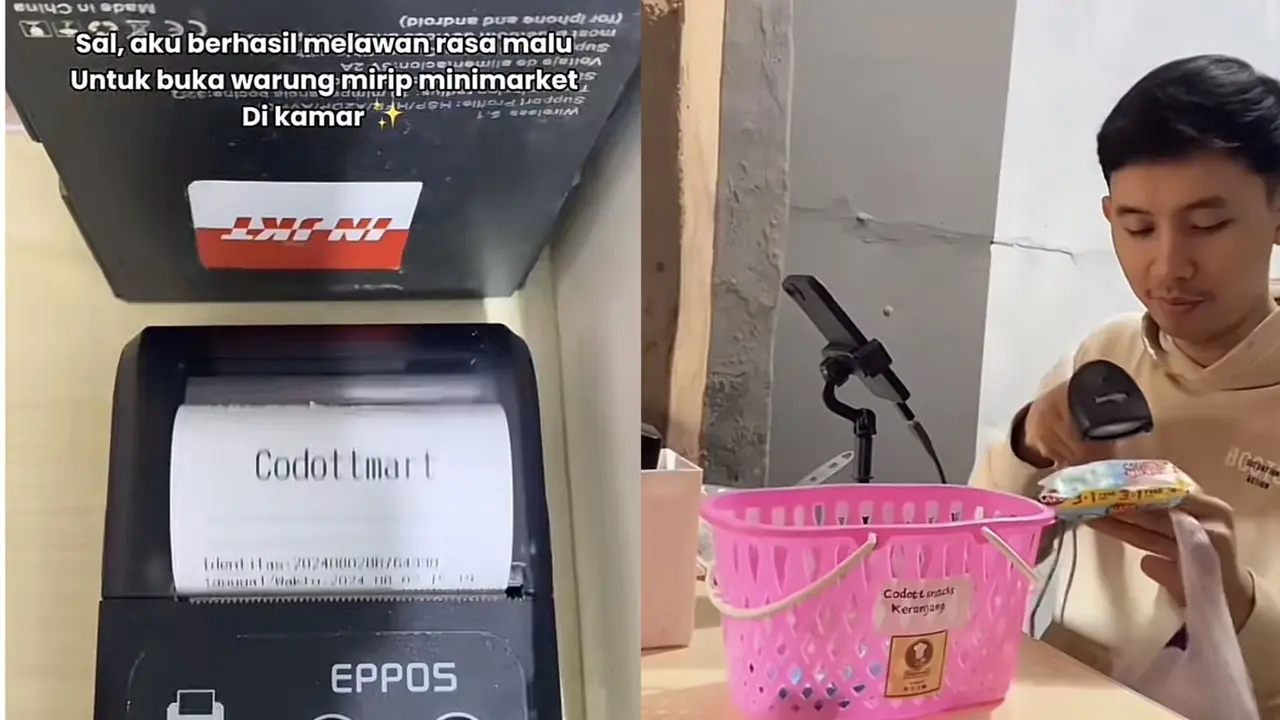 Viral pemuda mantan kasir buka usaha minimarket di kamar kos-kosan TikTok @adesopian26_