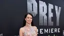 Amber Midthunder berpose di karpet merah saat menghadiri pemutaran film Prey di Regency Village Theatre di Los Angeles, California (2/8/2022). Amber Midthunder adalah seorang aktris Amerika dan anggota Suku Fort Peck Sioux. (Alberto E. Rodriguez/Getty Images for Disney/AFP)