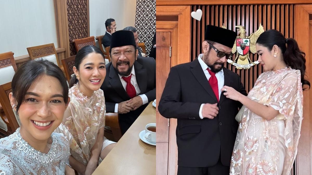 7 Potret Naysila dan Nana Dampingi Jamal Mirdad Pelantikan DPR, Menawan Berkebaya