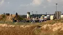 Demonstrasi dilakukan di tengah konflik yang sedang berlangsung antara Israel dan kelompok militan Palestina, Hamas. (Menahem Kahana/AFP)