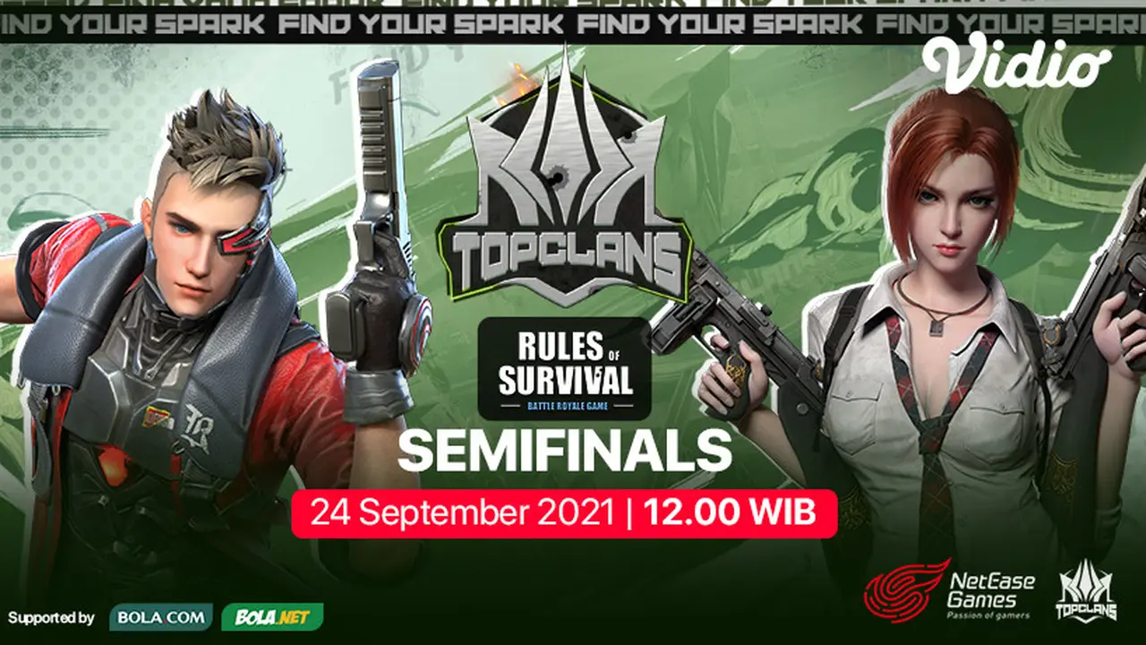 Link Live Streaming Top Clans 2021 Rules of Survival  Babak FInal di Vidio Pekan Ini