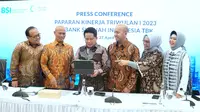 Konfrensi pers paparan kinerja kuartal I 2023 PT Bank Syariah Indonesia Tbk (BRIS), Kamis (27/4/2023). (Foto: Bank Syariah Indonesia)