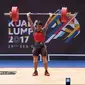 Lifter Indonesia, Ketut Ariana, menyumbangkan medali emas dari kelas 77 kg pada SEA Games 2017, Selasa (29/8/2017). (Vidio.com)