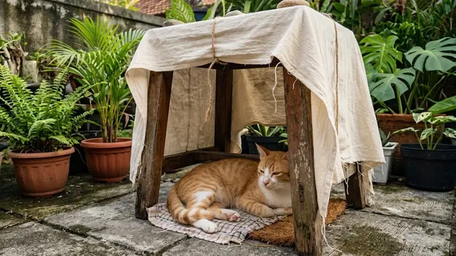 Memanfaatkan Meja atau Kursi Bekas sebagai Tempat Berteduh