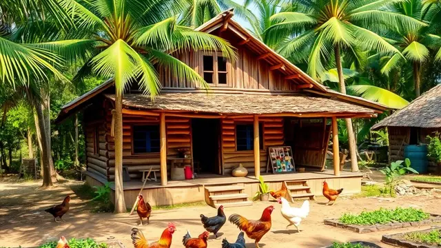 Rumah Kampung dengan Material Alami