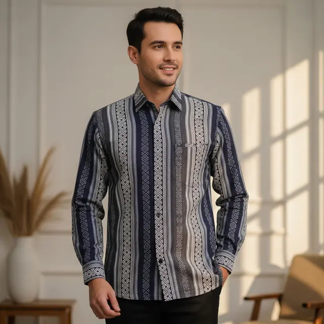 Model Baju Batik Lurik Pria yang Memukau (Image by Gemini AI)
