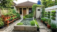 7 Desain Pekarangan Rumah Kecil Produktif dengan Kolam Lele dan Sayuran