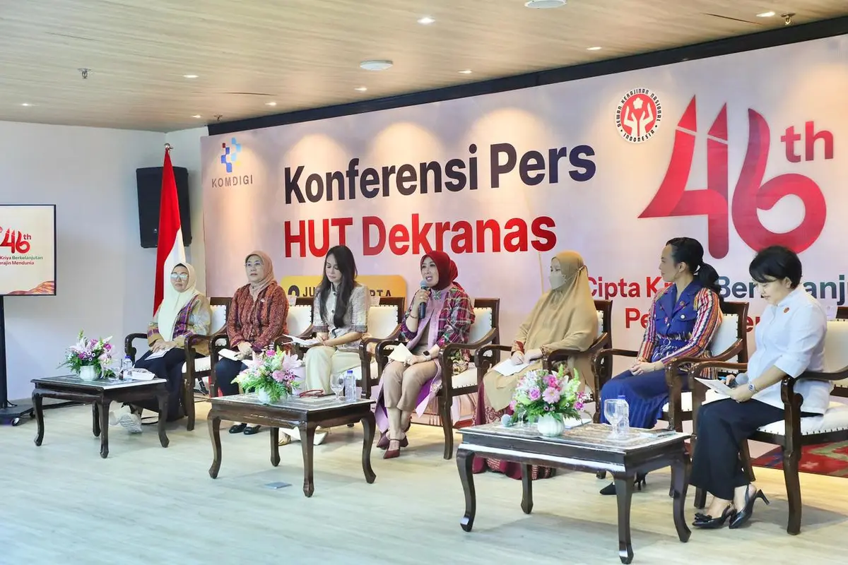 Tri Tito Karnavian menghadiri Konferensi Pers HUT ke-46 Dekranas Tahun 2026 di Komdigi, Jakarta, Kamis (2/7/2026).
