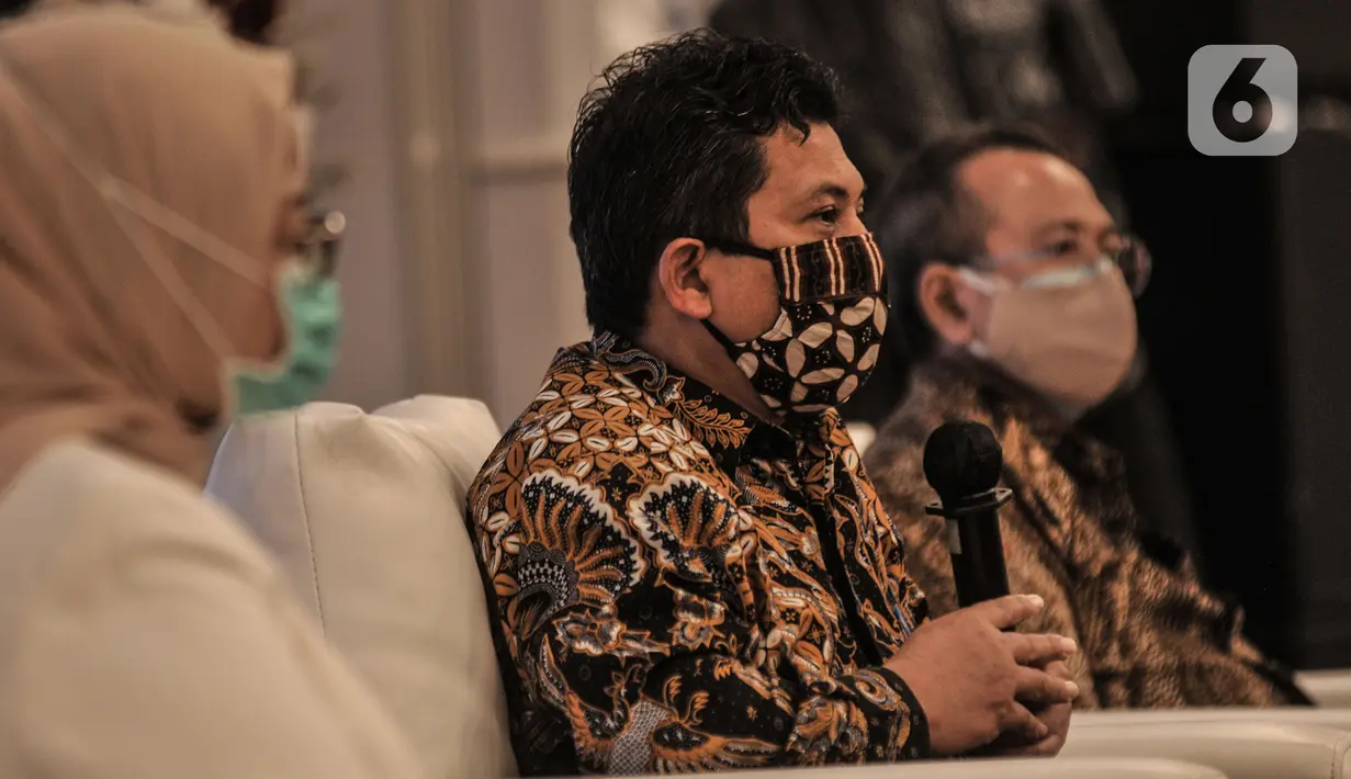 Plt Staf Ahli Bidang Infrastruktur Badan Riset Inovasi Nasional/Ketua Konsorsium Riset dan Inovasi Covid-19 Prof. Ali Gufron Mukti saat konferensi pers terkait hasil uji klinis obat untuk Covid-19 dari UNAIR di Kantor BPOM, Jakarta, Rabu (19/8/2020). (merdeka.com/Iqbal S. Nugroho)