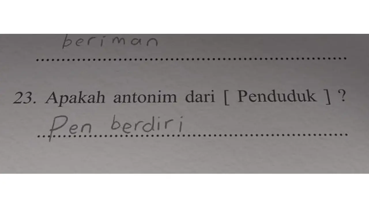 6 Jawaban Anak SD di Soal Ujian Bahasa Indonesia Ini Kocak