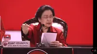 Ketum PDIP Megawati Soekarnoputri menyampaikan pidato politik pada penutupan Rakernas V PDIP di Ancol, Jakarta, Minggu 26 Mei 2024. (Youtube: PDI Perjuangan)