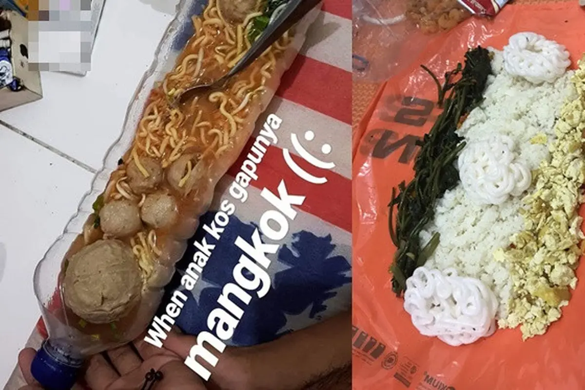 6 Potret Makan di Wadah Nyeleneh Karena Kepepet Ini Kocak