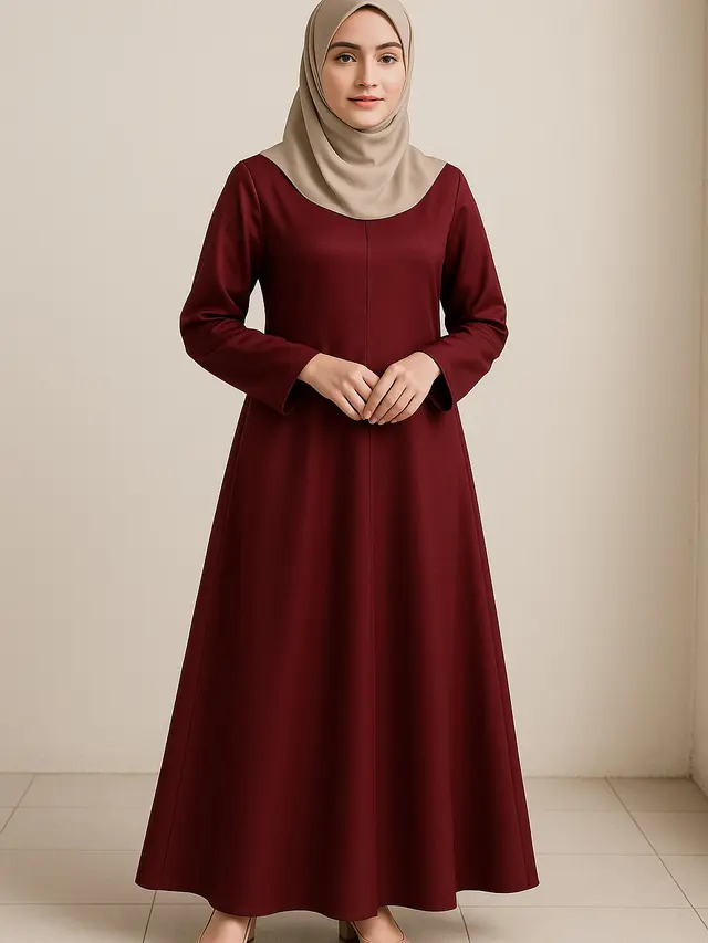 Gamis A-Line Polos untuk Pengajian Maulid Nabi