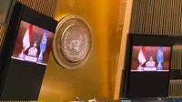 Menlu Retno Marsudi dalam Sidang Majelis Umum (SMU) PBB ke-75 secara virtual. (Dok: Kemlu RI)
