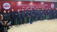 Pelepasan skuad Timnas Voli Putra Indonesia yang akan jalani TC di China. (Roger Ali/Bola.com)