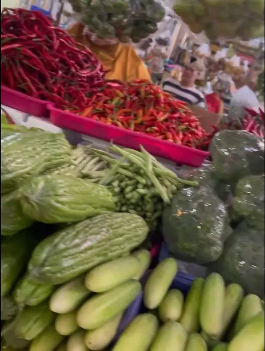 Pemeran dalam sinetron Kesetiaan Janji Cinta itu juga mengecek harga-harga. Dan ia mengaku kaget dengan harga cabai yang melambung tinggi. Sedangkan harga yang lain masih normal.  [Instagram/bungazainal05]