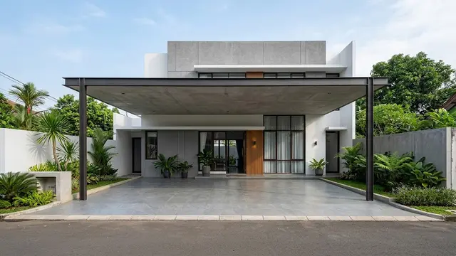 Kanopi Datar dengan Dua Tiang Ujung
