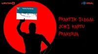 Banner Journal Praktik Ilegal Joki Kartu Prakerja (Liputan6.com/Trie Yasni)
