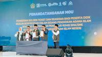 Kementerian Agama (Kemenag) RI dan Pimpinan Pusat Ikatan Sarjana Nahdlatul Ulama (PP ISNU) menandatangani Perjanjian Kerja Sama (MoU) strategis untuk pemberian "Golden Ticket" dan beasiswa ke Perguruan Tinggi Keagamaan Islam Negeri (PTKIN), Rabu (12/11/2025) (Istimewa)
