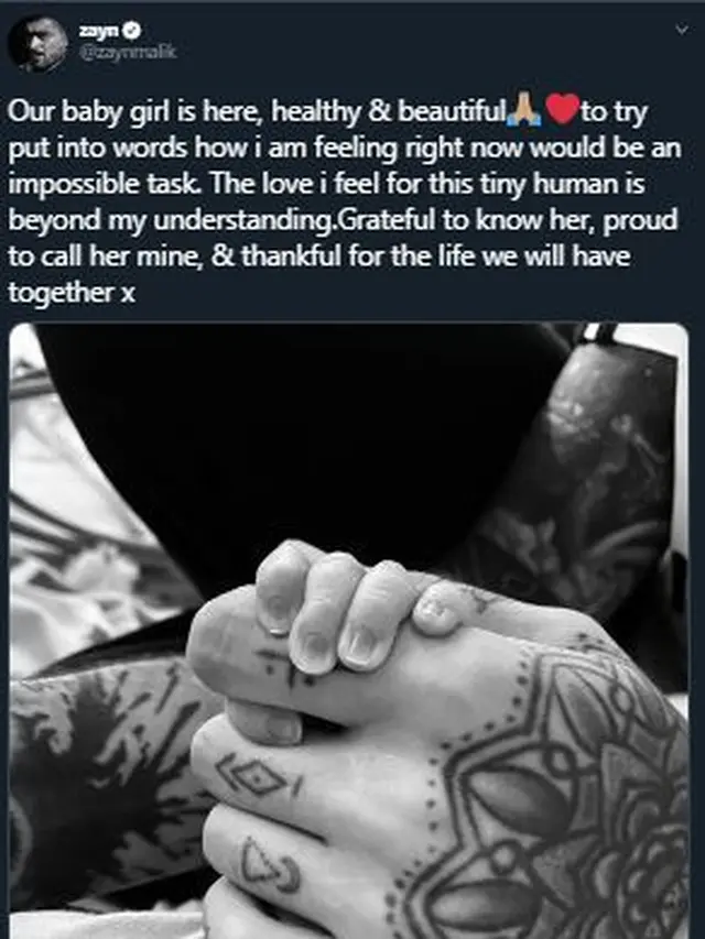 Unggahan Zayn Malik (Twitter/ zayn)