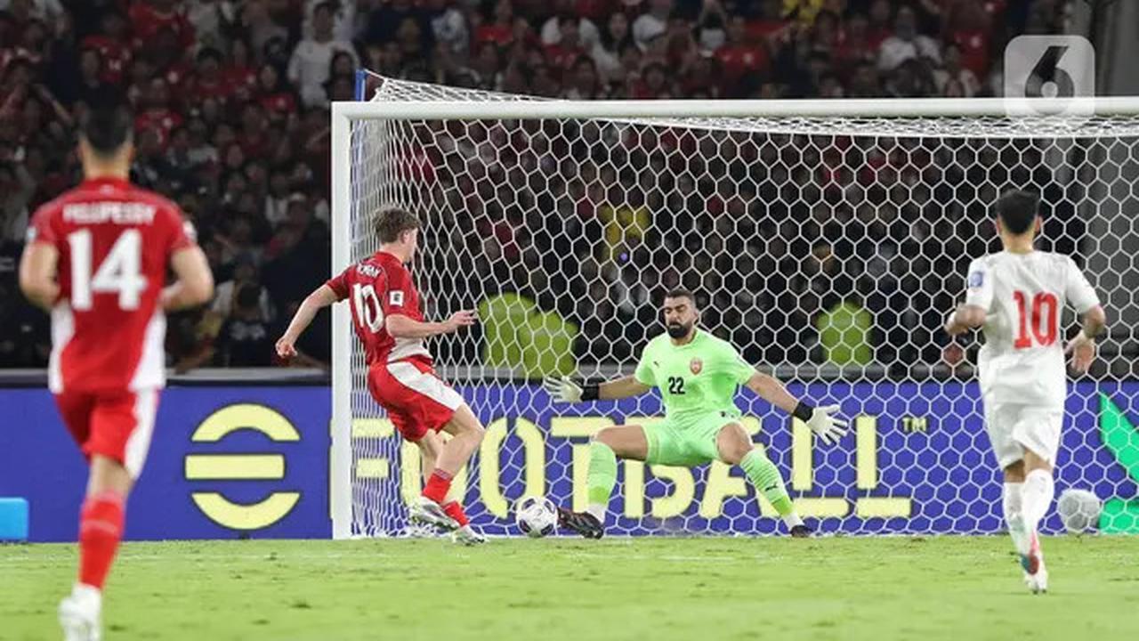 Babak Pertama Usai, Timnas Indonesia Unggul 1-0 atas Bahrain