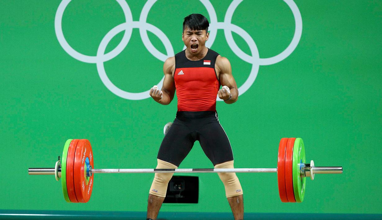 Deni berhasil pada percobaan pertama 140 kg dan kedua dengan angkatan 146 kg, namun di percobaan ketiga Deni gagal dengan angkatan 149 kg di Olimpiade 2016 Rio de Janeiro, Brasil, Rabu (10/8/2016). (REUTERS/Athit Perawongmetha)