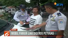 Sebanyak empat unit kendaraan dan taksi yang terjaring kemudian dibawa ke posko derek di Lapangan Irti Monas untuk diproses lebih lanjut.