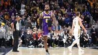 Selebrasi LeBron James saat Lakers lawan Pacers di lanjutan NBA (AFP)