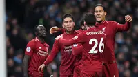 4. Liverpool - Bintang 5 (Attack 85 – Midfield 82 – Defence 81), pemain terbaik (Mohamed Salah (OVR 88), Roberto Firmino (OVR 86), Sadio Mane (OVR 86)) (AFP/Paul Ellis)