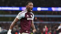Pemain Aston Villa, Jhon Duran, merayakan kemenangan atas Bayer Munchen pada laga Liga Champions di Stadion di Stadion Villa Park, Kamis (3/10/2024). (David Davies/PA via AP)