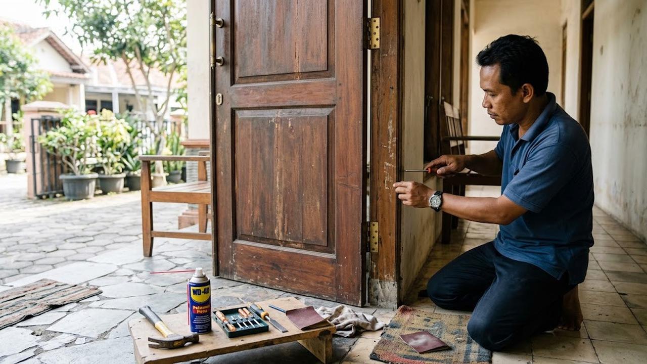 Cara Memperbaiki Pintu yang Sulit Dibuka Tanpa Memanggil Tukang/AI Generated