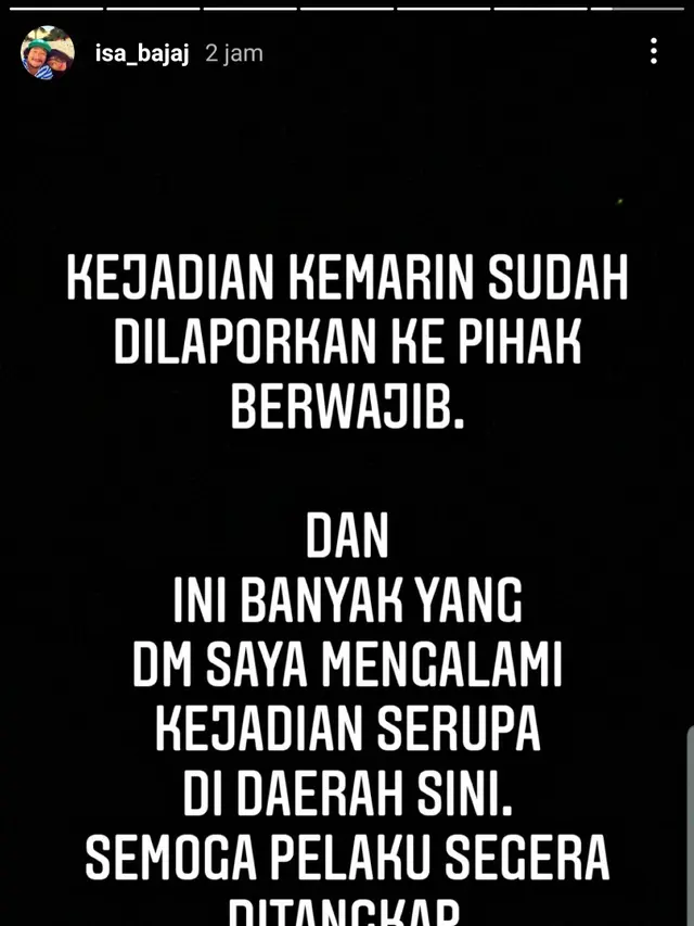 Unggahan Isa Bajaj. (Foto: Dok. Instagram @isa_bajaj)