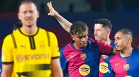 Raphinha, Robert Lewandowski, dan Lamine Yamal terus menunjukkan kekompakan dan ketajaman. Kini mereka menjadi salah satu trio paling tajam di dunia saat ini. (AP Photo/Emilio Morenatti)