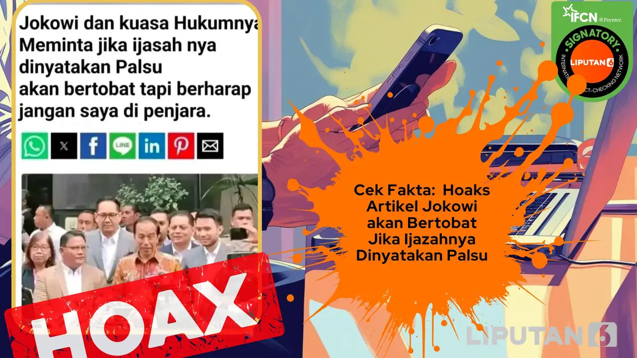 Cek fakta artikel Jokowi akan bertobat jika ijazahnya dinyatakan palsu