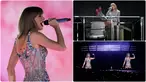 Foto kolase saat penyanyi Taylor Swift tampil dalam pembukaan The Eras Tour di State Farm Stadium, Glendale, Arizona, Amerika Serikat, Jumat (17/3/2023). (AP Photo/Ashley Landis)