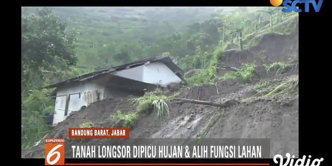 Tebing 100 Meter Timpa Rumah Warga di Bandung Barat