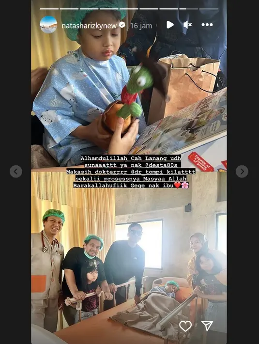 Sebelumnya, Desta dan Natasha juga kompak mendampingi Miguel saat sunat. [Instagram/desta80s]