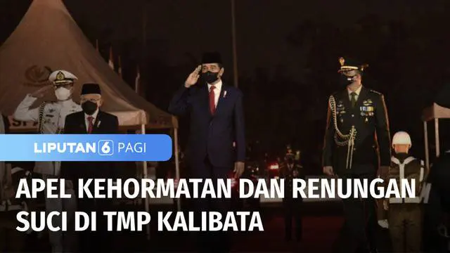 Memperingati Hari Kemerdekaan Republik Indonesia, Presiden Joko Widodo, malam tadi memimpin apel kehormatan dan renungan suci di Taman Makam Pahlawan, Kalibata, Jakarta Selatan.