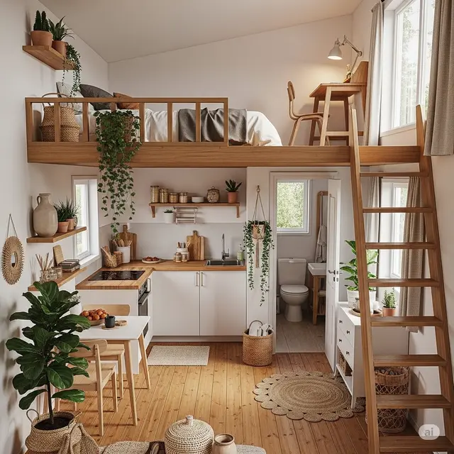 Desain Rumah 4x3 Sederhana dengan Mezzanine yang Cocok untuk Hunian Minimalis (Image by Gemini AI)