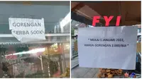 Harga Gorengan Nyeleneh. (Sumber: Instagram/sukijan.id dan Twitter/@txtdrkuliner)