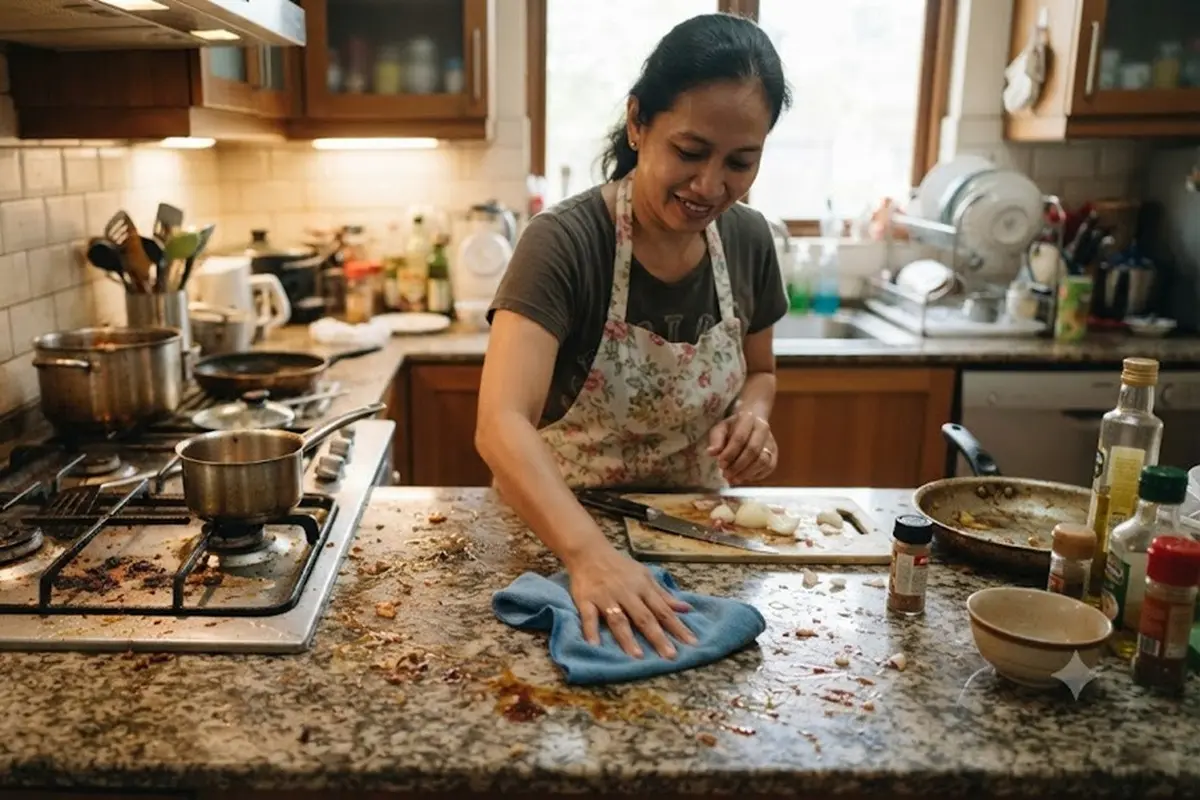 membersihkan dapur
