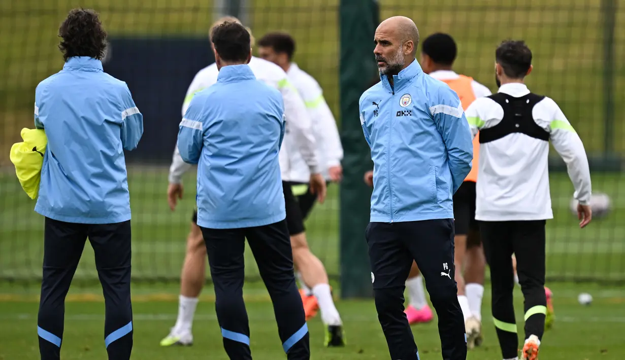 Pasukan Pep Guardiola lolos ke final dengan agregat 5-1. (AFP/Paul Ellis)