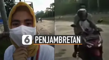 Video aksi penjambretan handphone saat sedang live Facebook viral di media sosial.